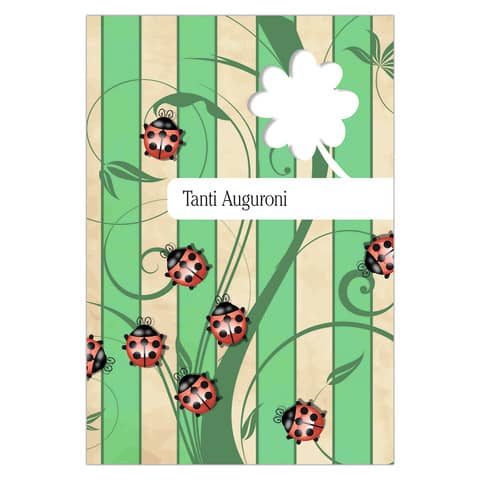 Biglietti augurali Biembi Compleanno 12x18 cm conf. 6 pezzi assortiti - coccinelle - BXBDKTC06